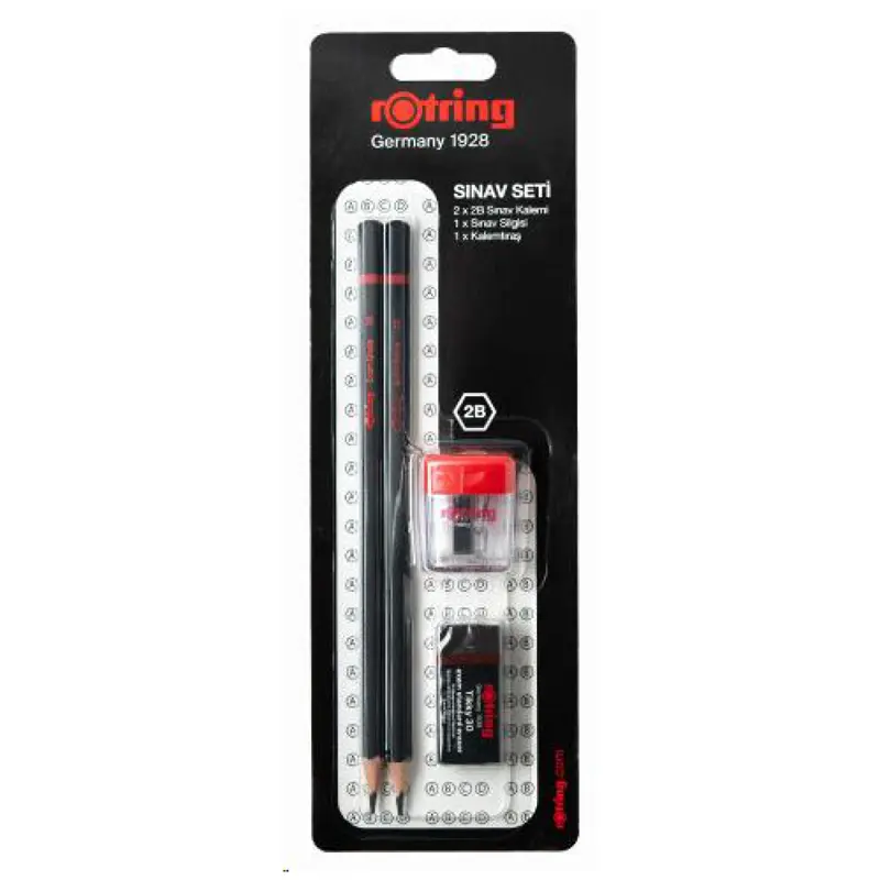 Rotring 2090068WK Sınav Seti 2B + Silgi + Kalemtıraş 2 Li Blister