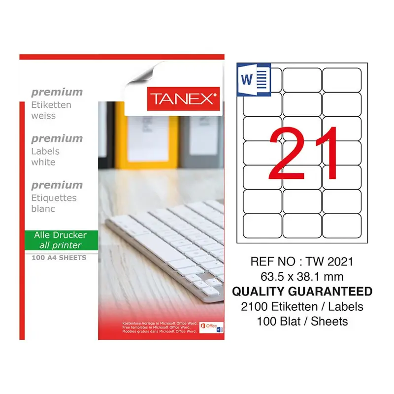 Tanex TW-2028 Lazer Etiket 52x41mm 100 Yaprak