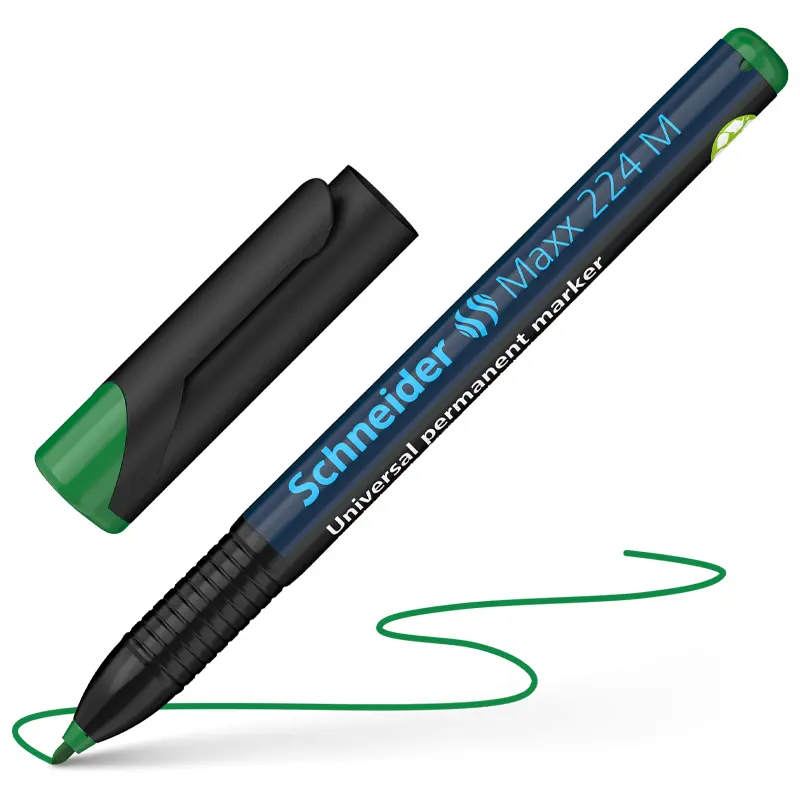 Schneider 224 Permanent Asetat Kalemi (M) Seri 1.0 Yeşil x 10 Lu Kutu