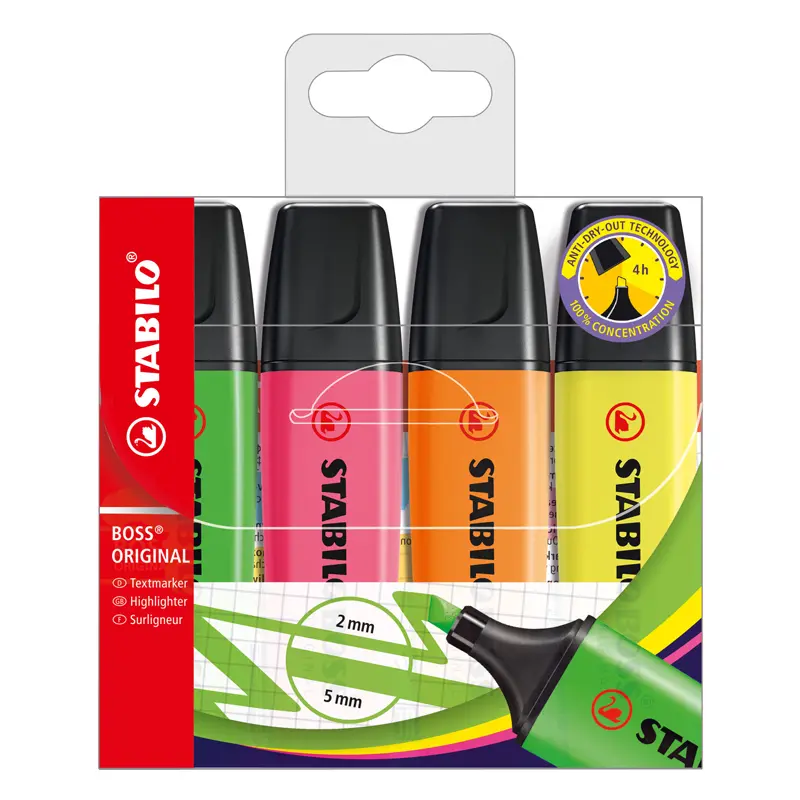 Stabilo 70/4 Boss Original Fosforlu Kalem 4 Renk