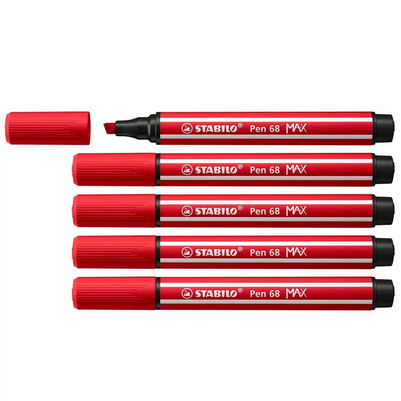 Stabilo 768/30 Max 68 Keçe Uçlu Kalem Açık Alev Kırmızısı x 5 Li Kutu