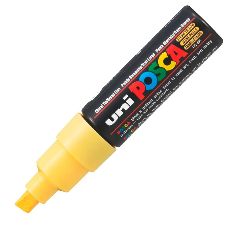 Uni-Ball PC-8K Posca Su Bazlı Poster Boyama Markörü 8.0mm Saman Sarı 6 Lı Kutu