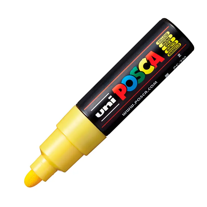 Uni-Ball PC-7M Posca Su Bazlı Poster Markörü 4.5-5.5mm Sarı 6 Lı Kutu