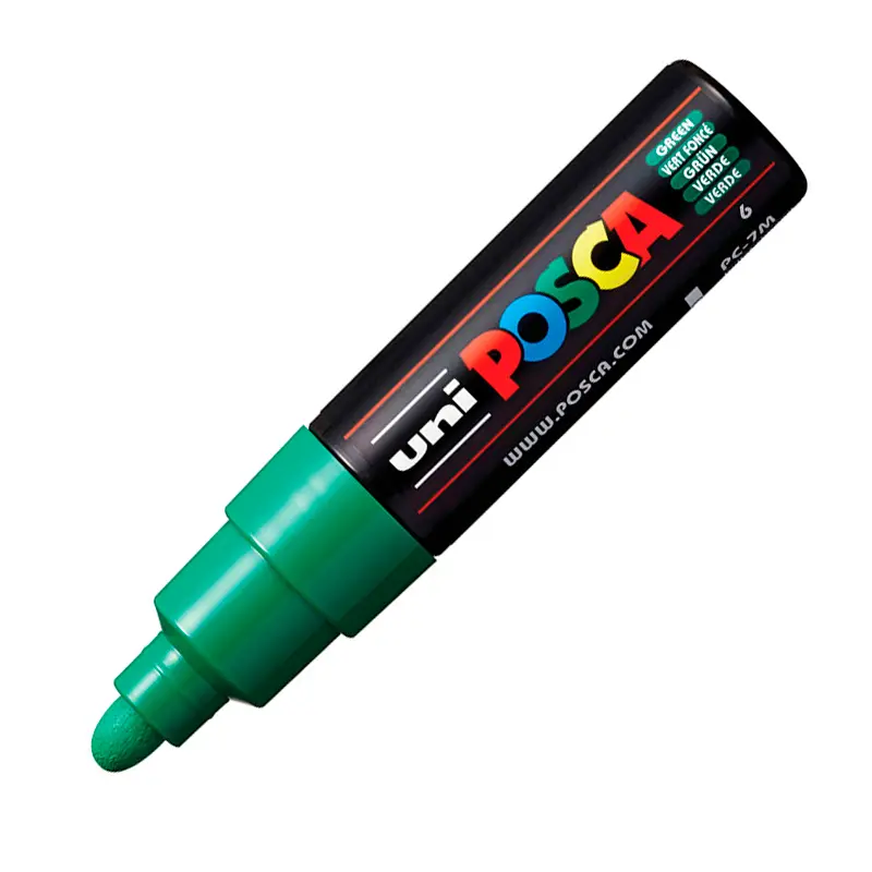 Uni-Ball PC-7M Posca Su Bazlı Poster Markörü 4.5-5.5mm Yeşil 6 Lı Kutu