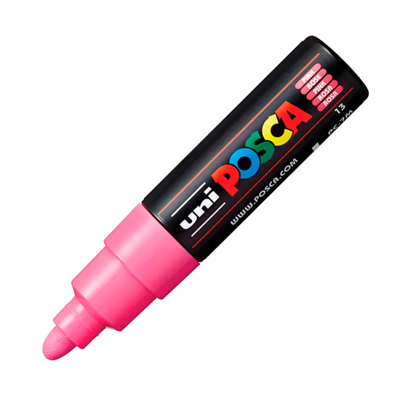 Uni-Ball PC-7M Posca Su Bazlı Poster Markörü 4.5-5.5mm Pembe 6 Lı Kutu