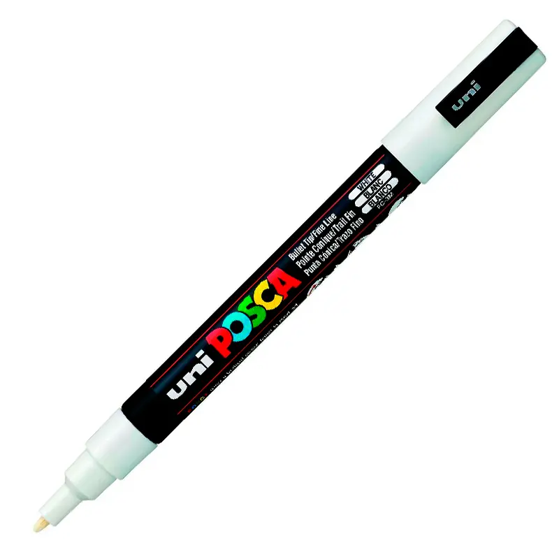 Uni-Ball PC-3M Posca Su Bazlı Poster Boyama Markörü 0.9-1.3mm Beyaz 6 Lı Kutu