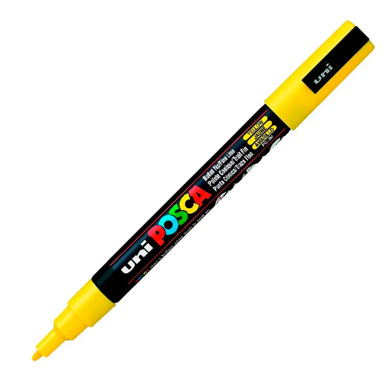 Uni-Ball PC-3M Posca Su Bazlı Poster Boyama Markörü 0.9-1.3mm Sarı 6 Lı Kutu