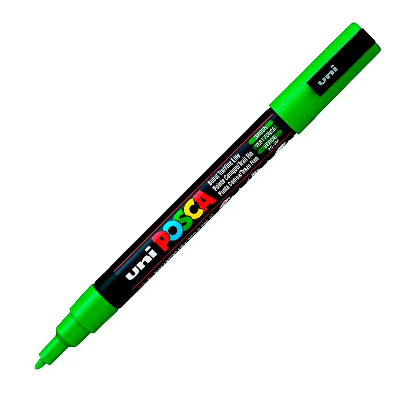 Uni-Ball PC-3M Posca Su Bazlı Poster Boyama Markörü 0.9-1.3mm Yeşil 6 Lı Kutu