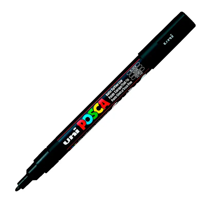 Uni-Ball PC-3M Posca Su Bazlı Poster Boyama Markörü 0.9-1.3mm Siyah 6 Lı Kutu
