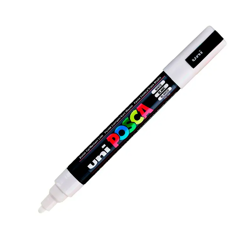 Uni-Ball PC-5M Posca Su Bazlı Poster Boyama Markör 1.8-2.5mm Beyaz 6 Lı Kutu