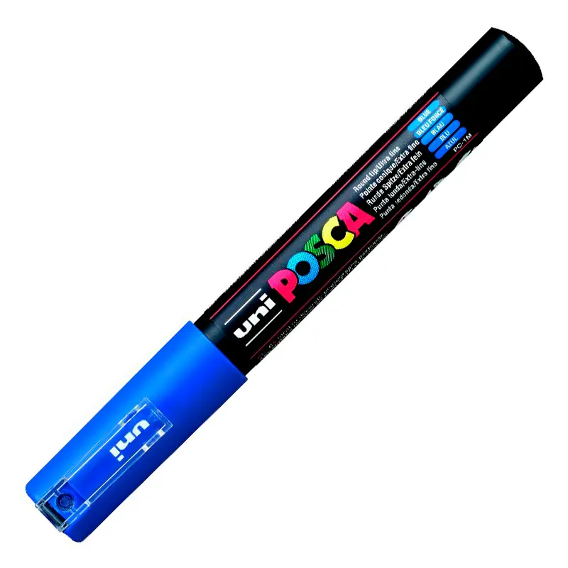 Uni-Ball PC-1M Posca Su Bazlı Poster Boyama Markörü 0.7mm Mavi 6 Lı Kutu