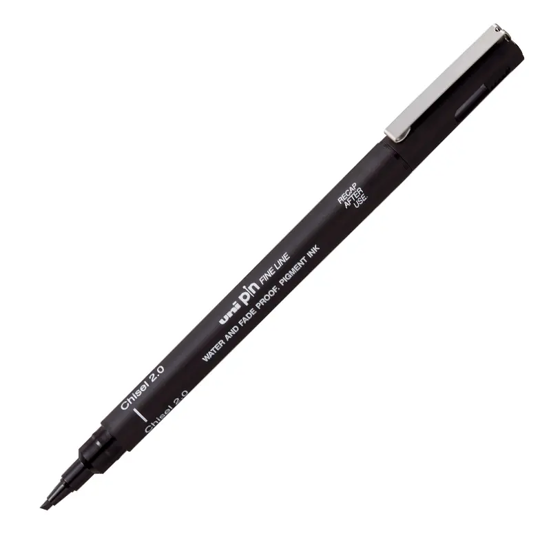 Uni-Ball PINCS2 Pin Fine Line Kesik Uçlu Kalem 2.0mm Siyah 12 Li Kutu