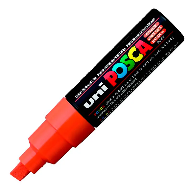 Uni-Ball PC-8K Posca Su Bazlı Poster Markörü 8.0mm Turuncu 6 Lı Kutu