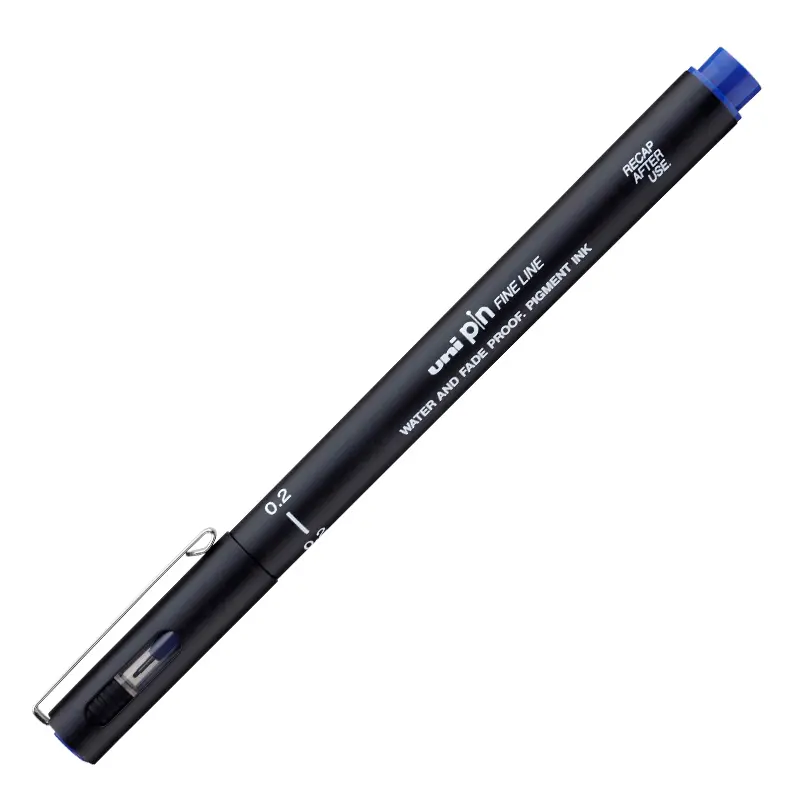 Uni-Ball PIN02-200 Pin Fine Line Akrilik Uçlu Çizim Kalemi 0.2mm Mavi 12 Li Kutu