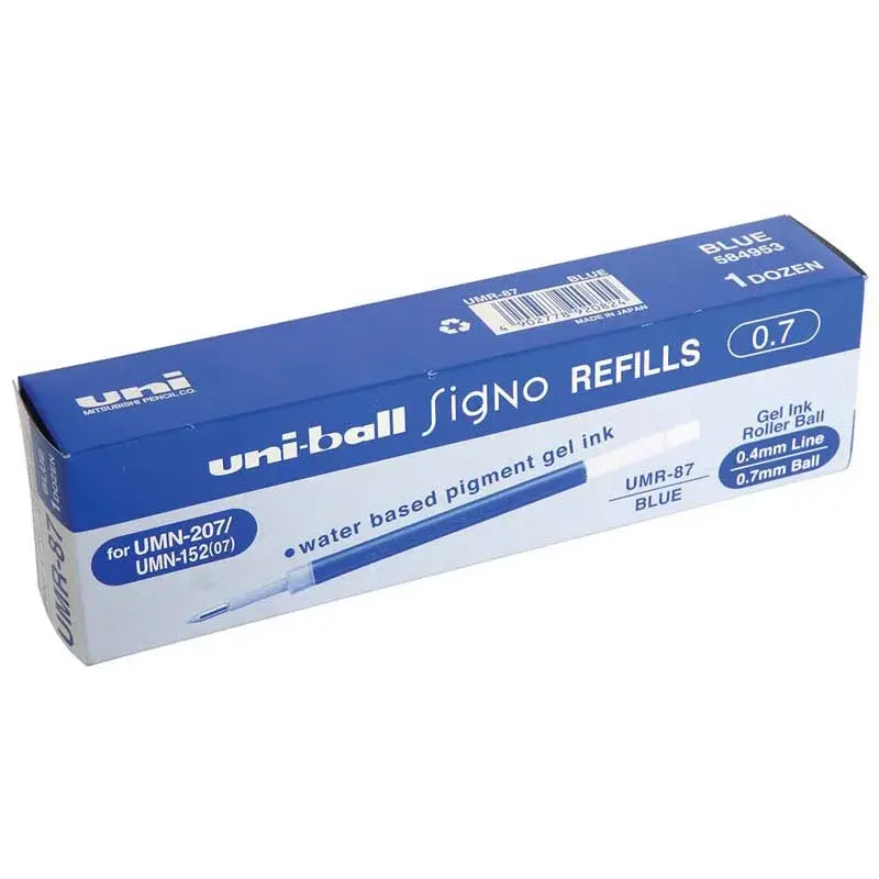 Uni-Ball UMR-87 Signo 207 Jel Roller Kalem Yedeği 0.7mm Mavi 12 Li Kutu