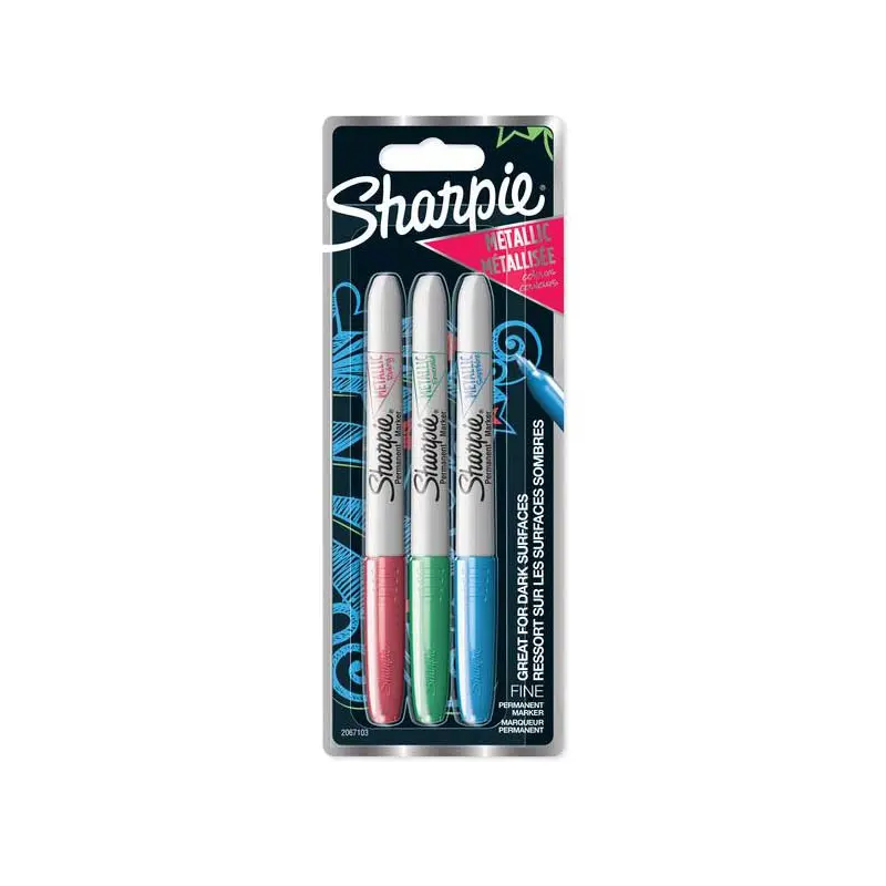 Sharpie 2067103 Metalik Permanent Markör Kırmızı Yeşil Mavi 3 Renk Blister